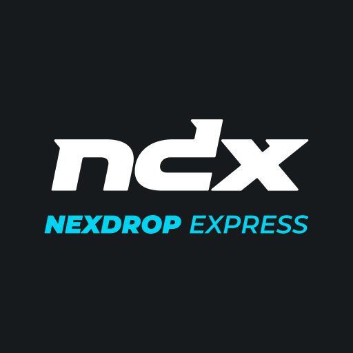 Logo NDX with the text NEXDROP EXPRESS below in blue and white on a black background.