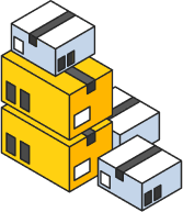 Hình minh họa các khối hộp màu vàng và trắng xếp chồng theo kiểu nổi ba chiều.